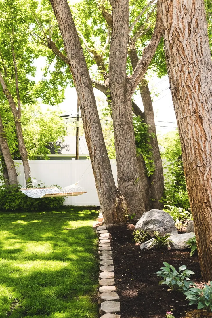 side garden small backyard with hammock